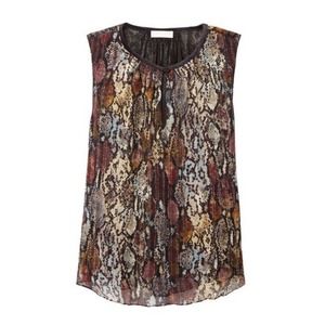 REBECCA TAYLOR Sleeveless Snake-Print Metallic Top $145 Women Size 2